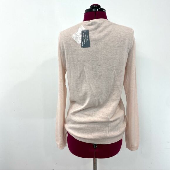 Lord+Taylor Beige Pastel Pink Cashmere 2-ply Sweater L - Picture 6 of 9